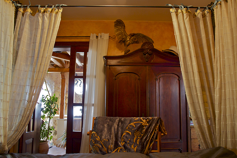 “Hooty” has a perch above our bedroom armoire